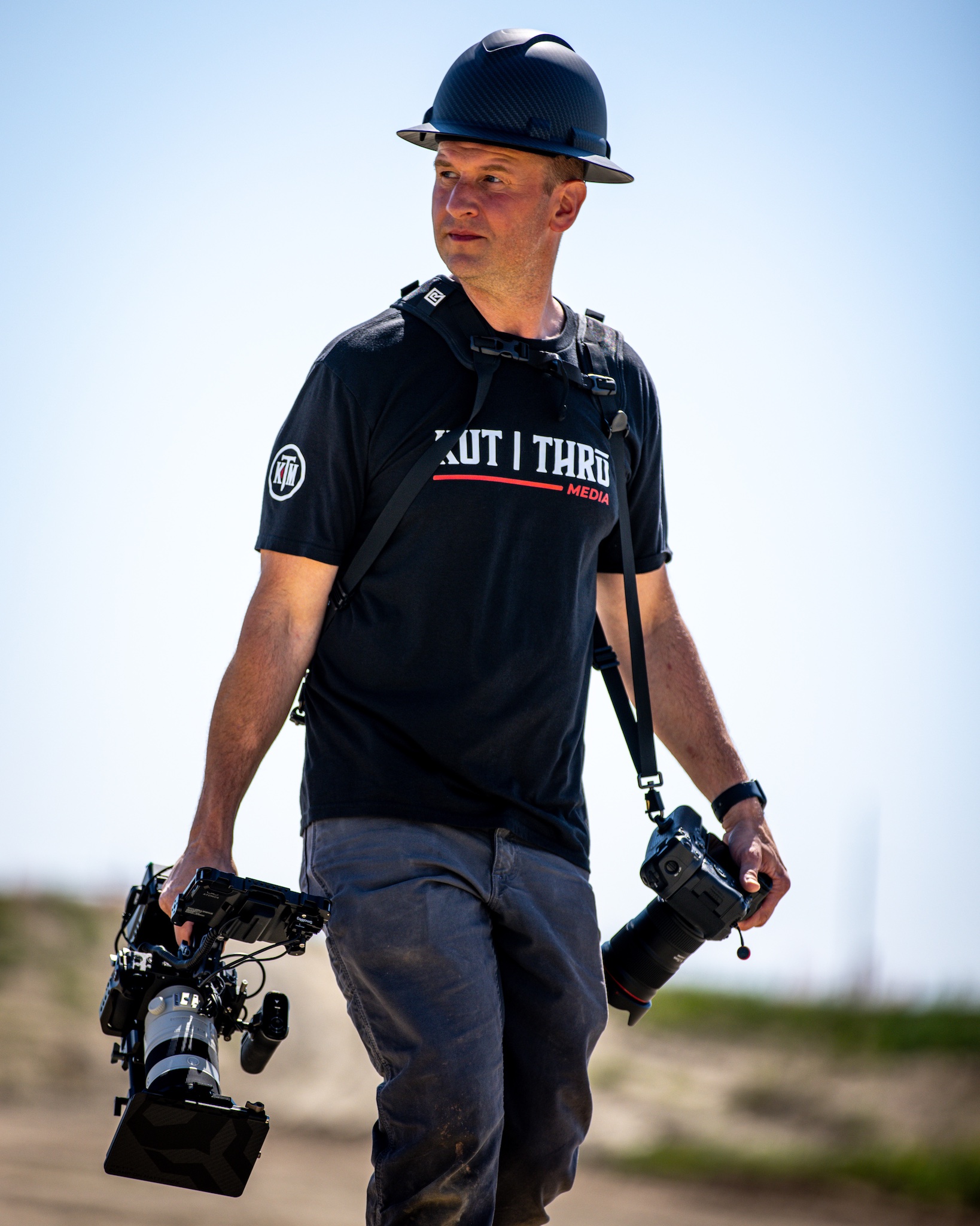 Beau with camera on location